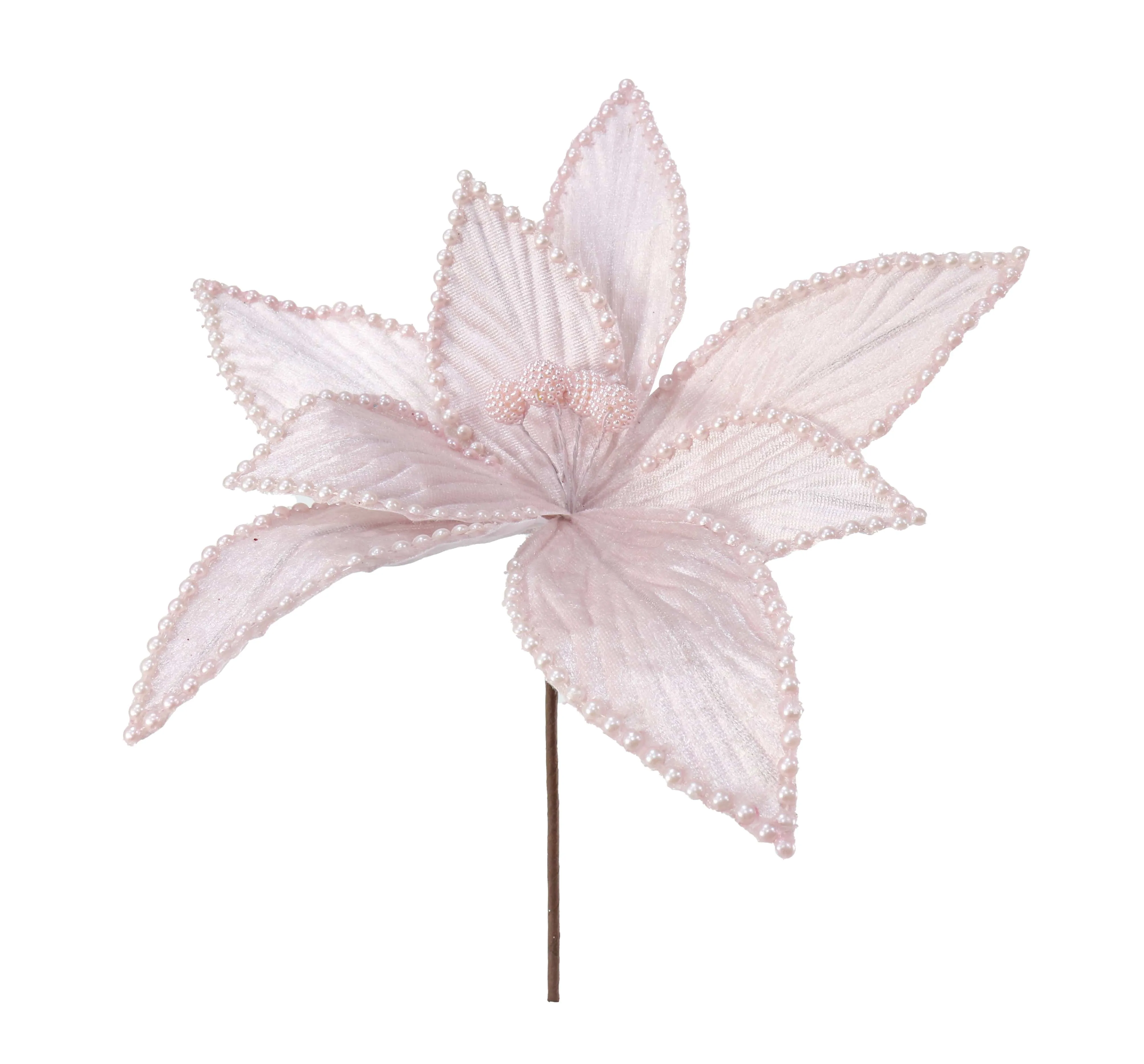 Velvet Poinsettia with Pale Pearls 3 Asst (29cm)