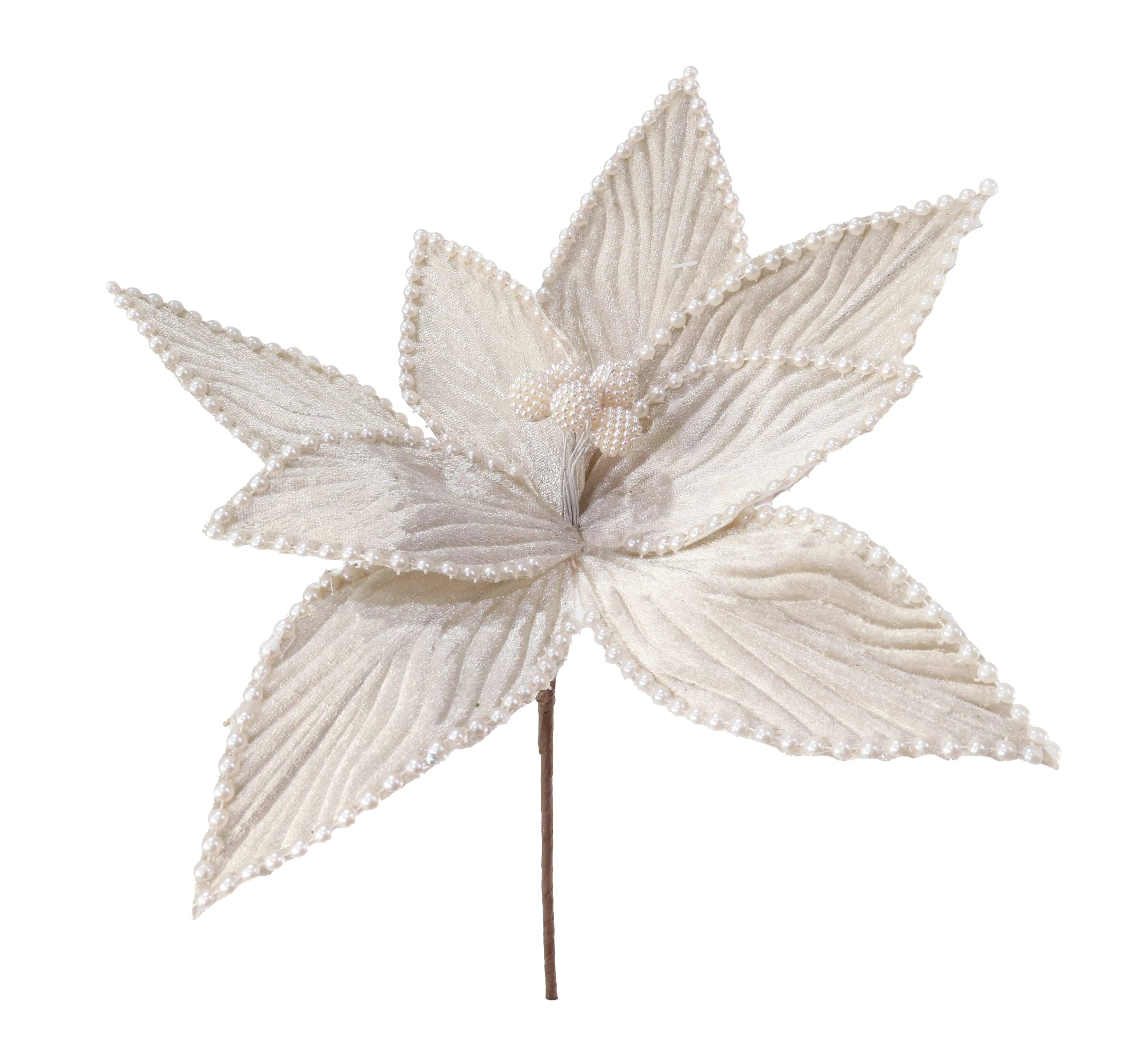 Velvet Poinsettia with Pale Pearls 3 Asst (29cm)
