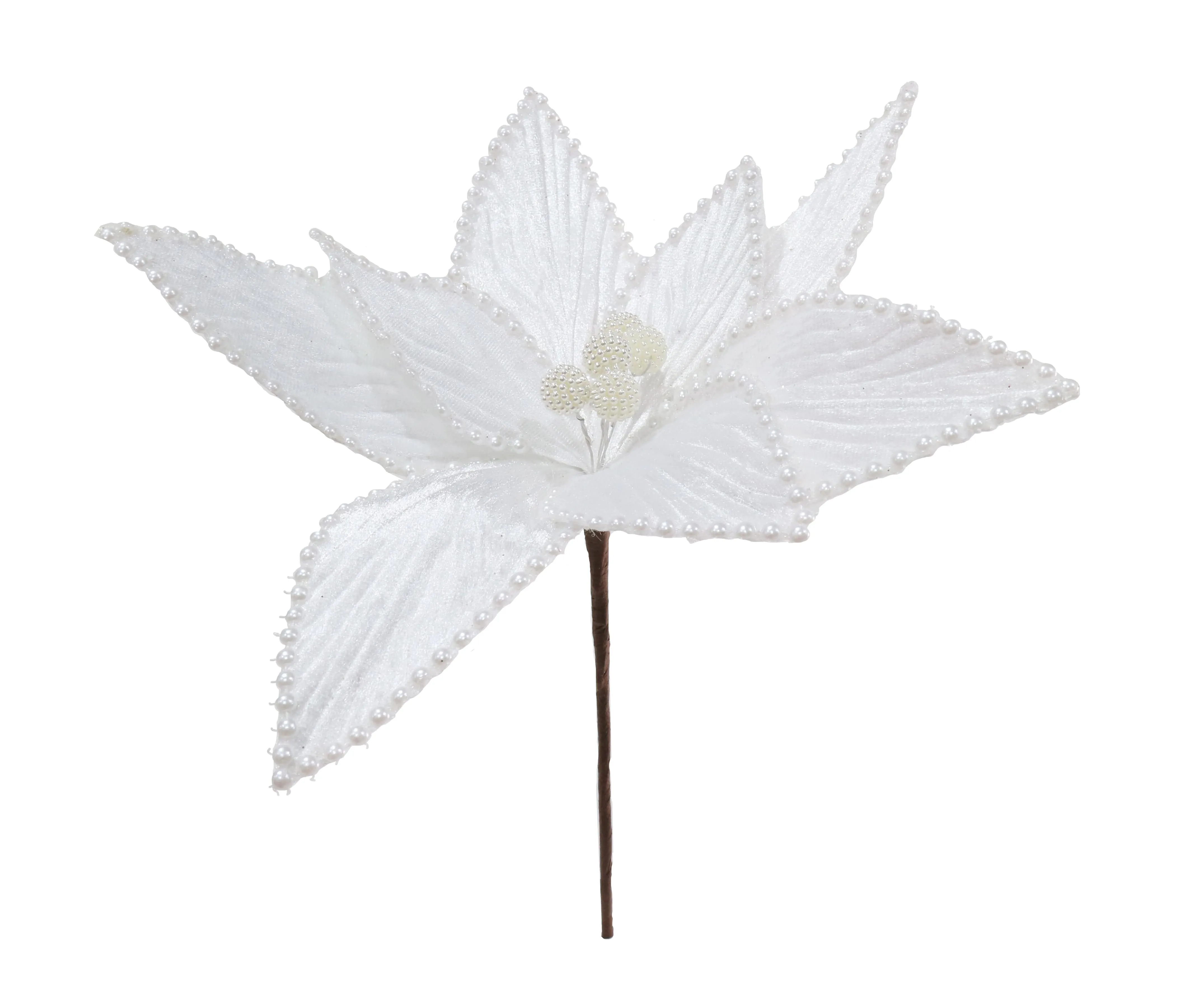 Velvet Poinsettia with Pale Pearls 3 Asst (29cm)