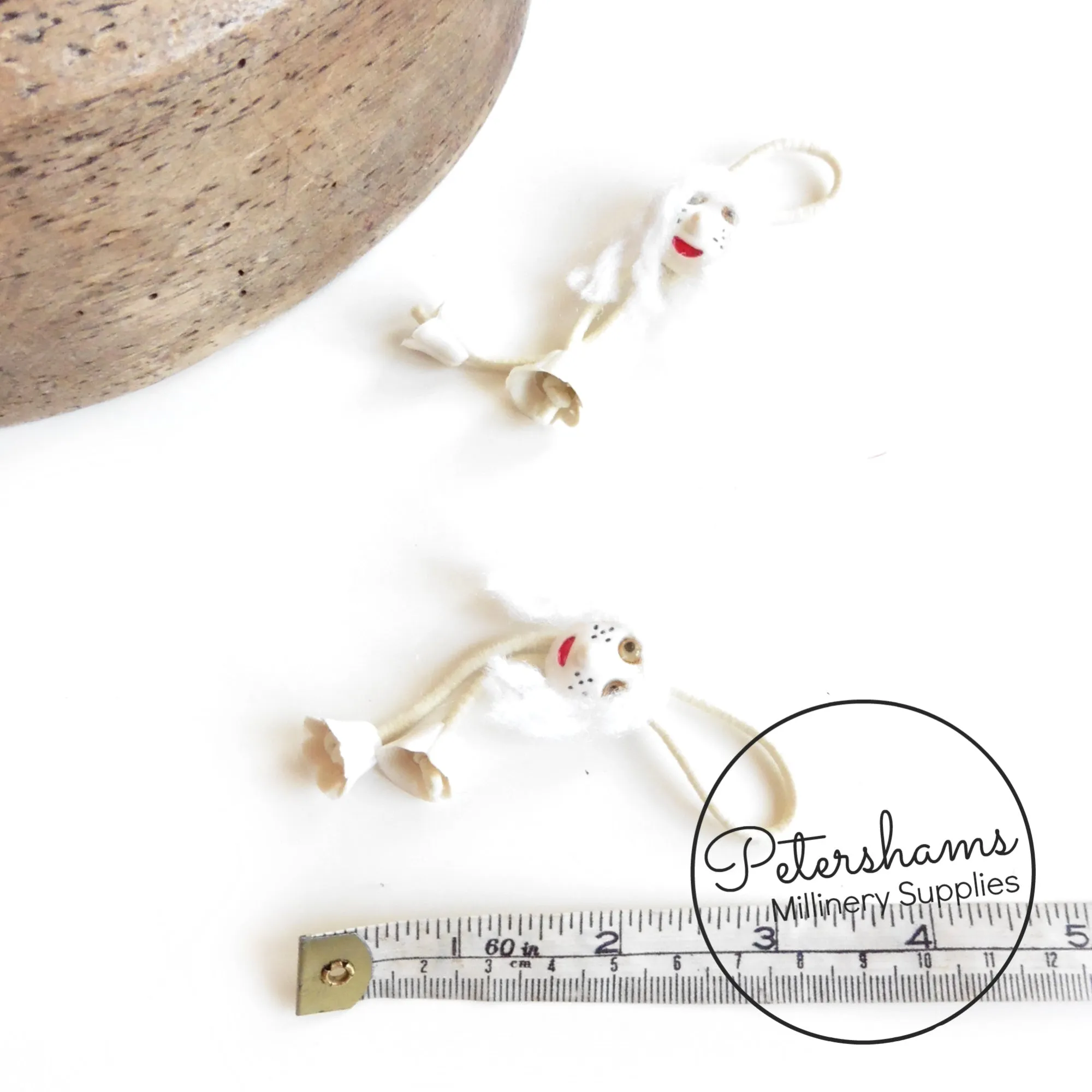 Vintage 1970s Googly Eye Lady Dangly Hair Elastics - Set of 2