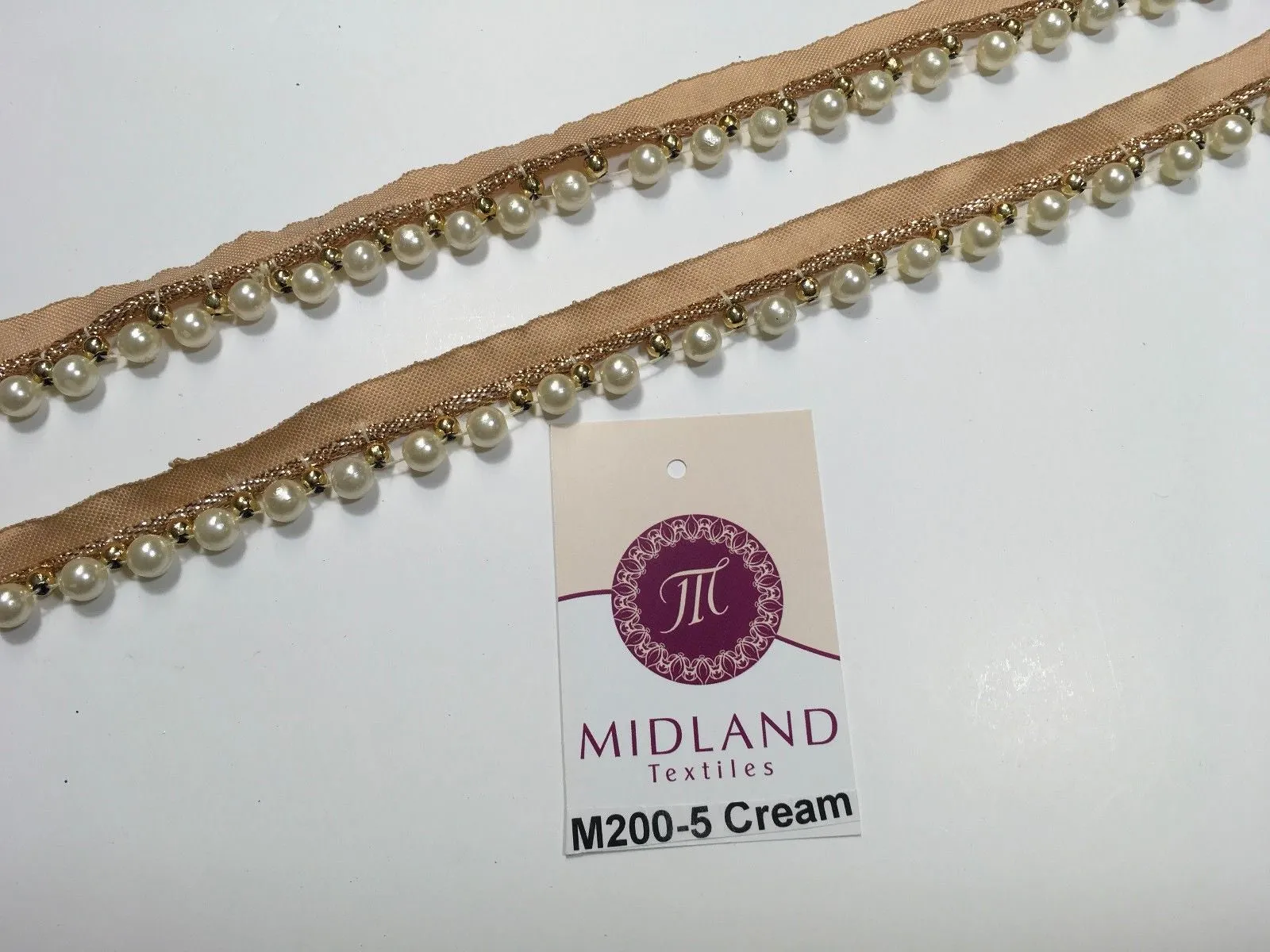 Vintage Pearl beaded Ribbon Crafting, Edging and Trimmings M200 Mtex