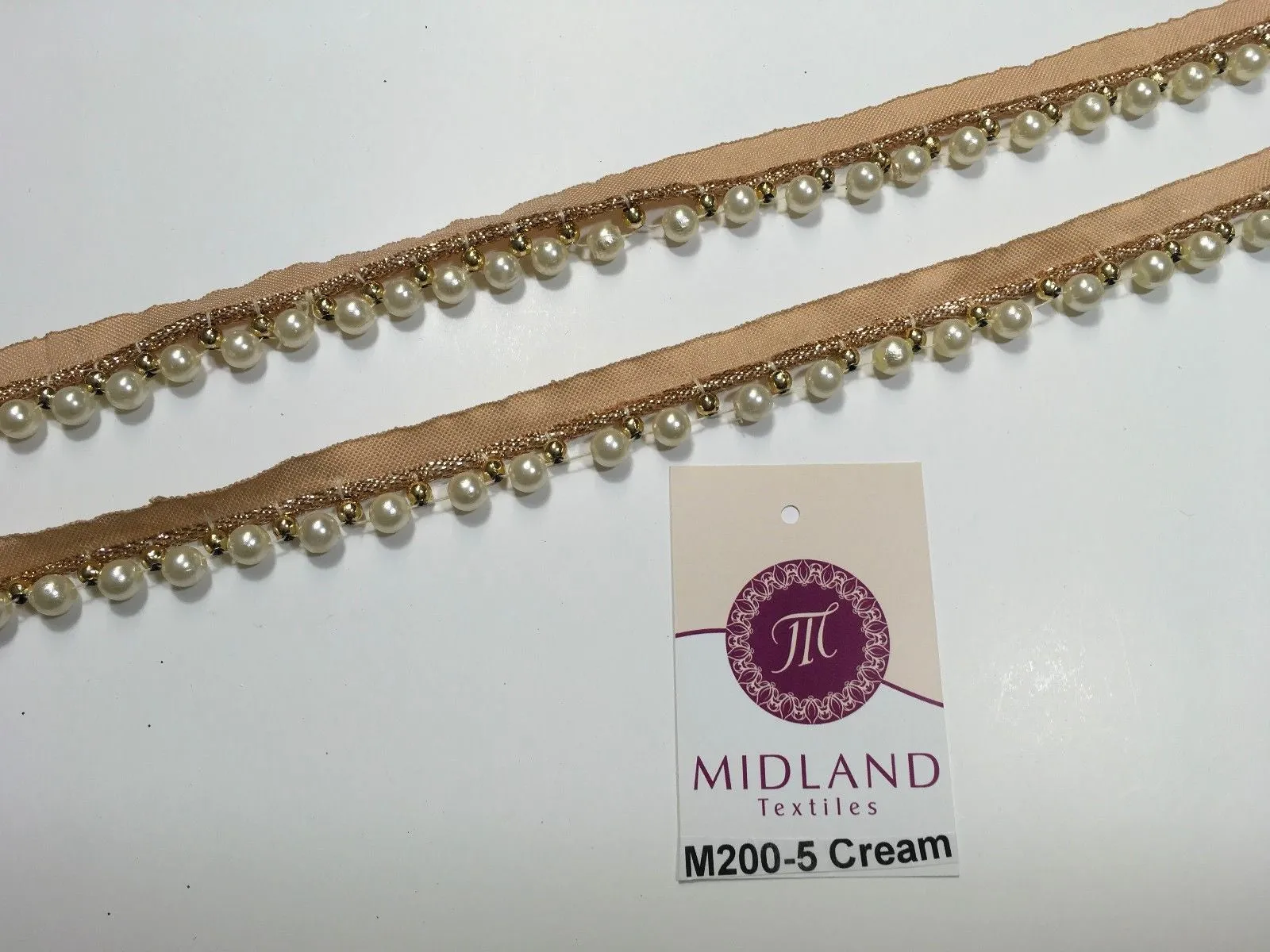Vintage Pearl beaded Ribbon Crafting, Edging and Trimmings M200 Mtex