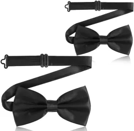 vivinin 2PCS Bow Ties for Men, Adjustable Black Bow Tie, Classic Bow Tie for Weddings, Banquets, Bands, Graduations, Christmas, Celebrations and Any Other Formal Occasions