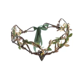 Vivivalue Golden Fairy Crown Flower Headband Floral Hair Wreath Even Headpiece Woodland Forest Circlet for Women Girls Halloween Renaissance Wedding Bridal Cosplay Prom Photo Props