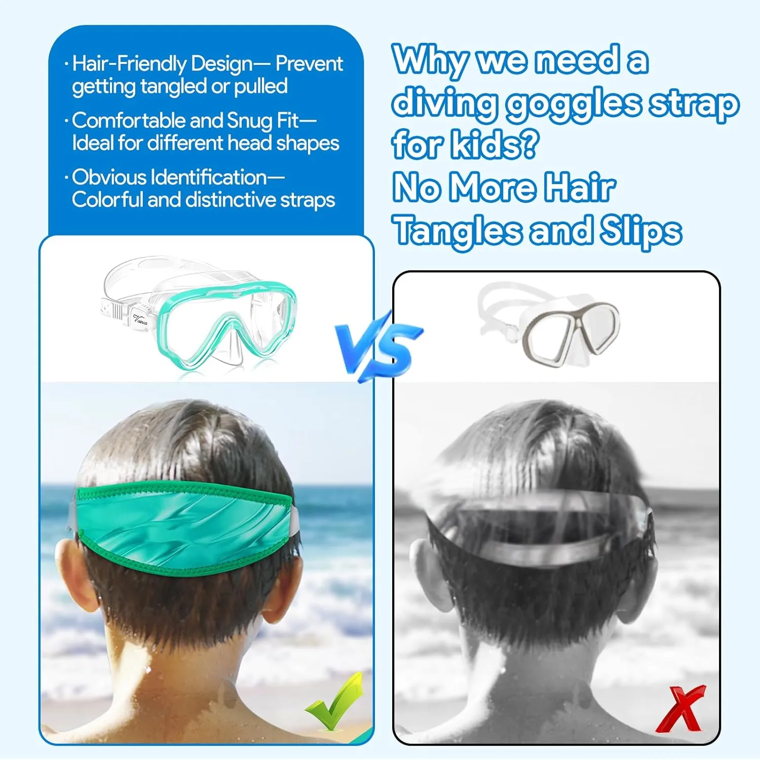 Vvinca Kids Goggles Snorkel Mask Diving Mask Swimming Goggles with Nose Cover and Straps Cover for Kids and Youth Age 6-14