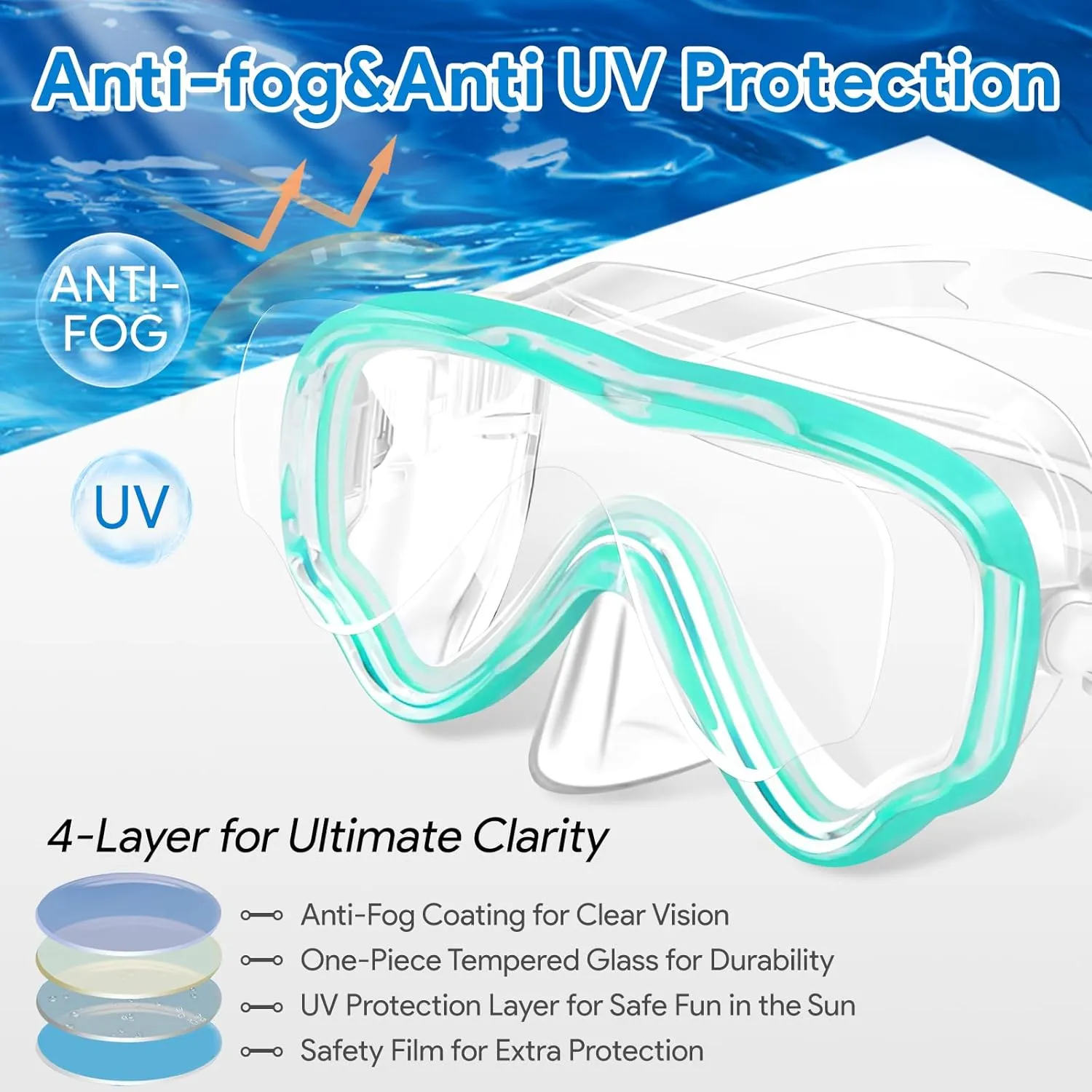 Vvinca Kids Goggles Snorkel Mask Diving Mask Swimming Goggles with Nose Cover and Straps Cover for Kids and Youth Age 6-14