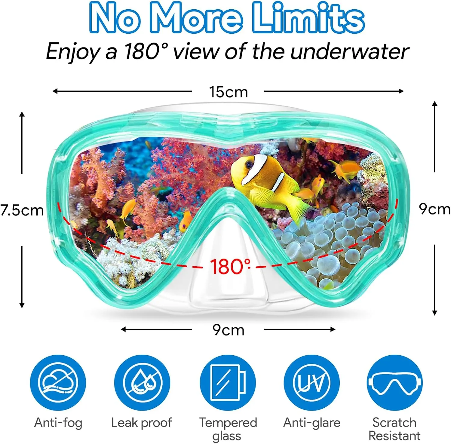 Vvinca Kids Goggles Snorkel Mask Diving Mask Swimming Goggles with Nose Cover and Straps Cover for Kids and Youth Age 6-14