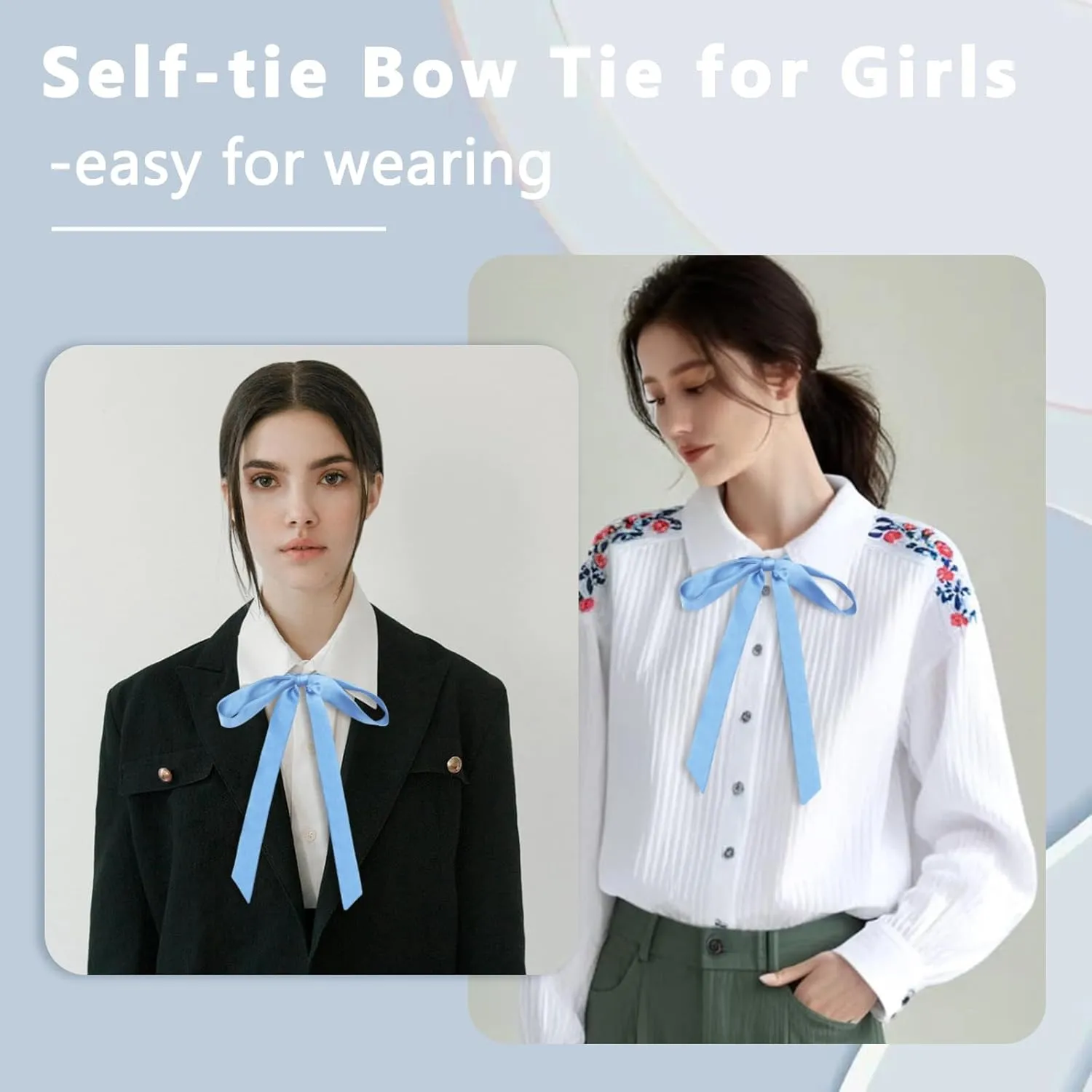 Womens Bow Tie, Solid Color Ribbon Girls Bowties for Party Wedding Usual Cosplay School Uniforms Accessory