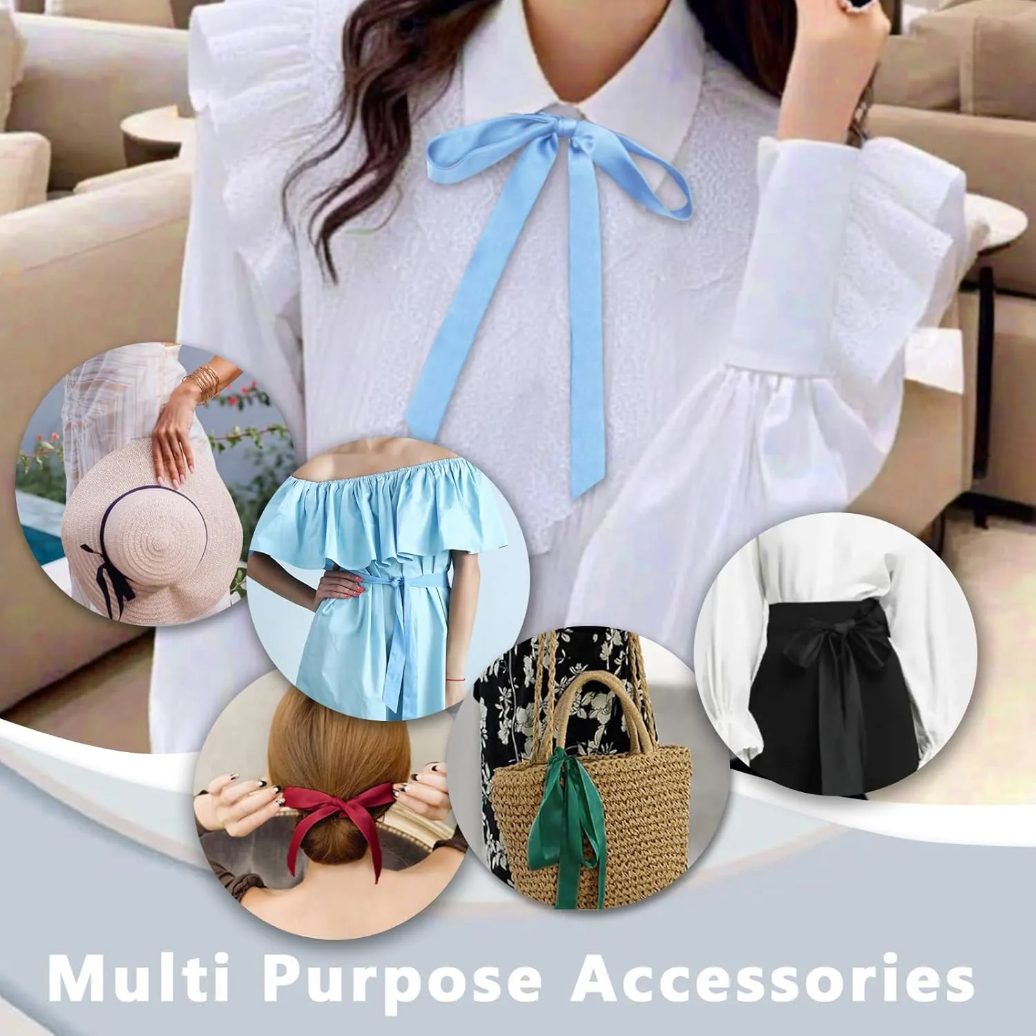 Womens Bow Tie, Solid Color Ribbon Girls Bowties for Party Wedding Usual Cosplay School Uniforms Accessory