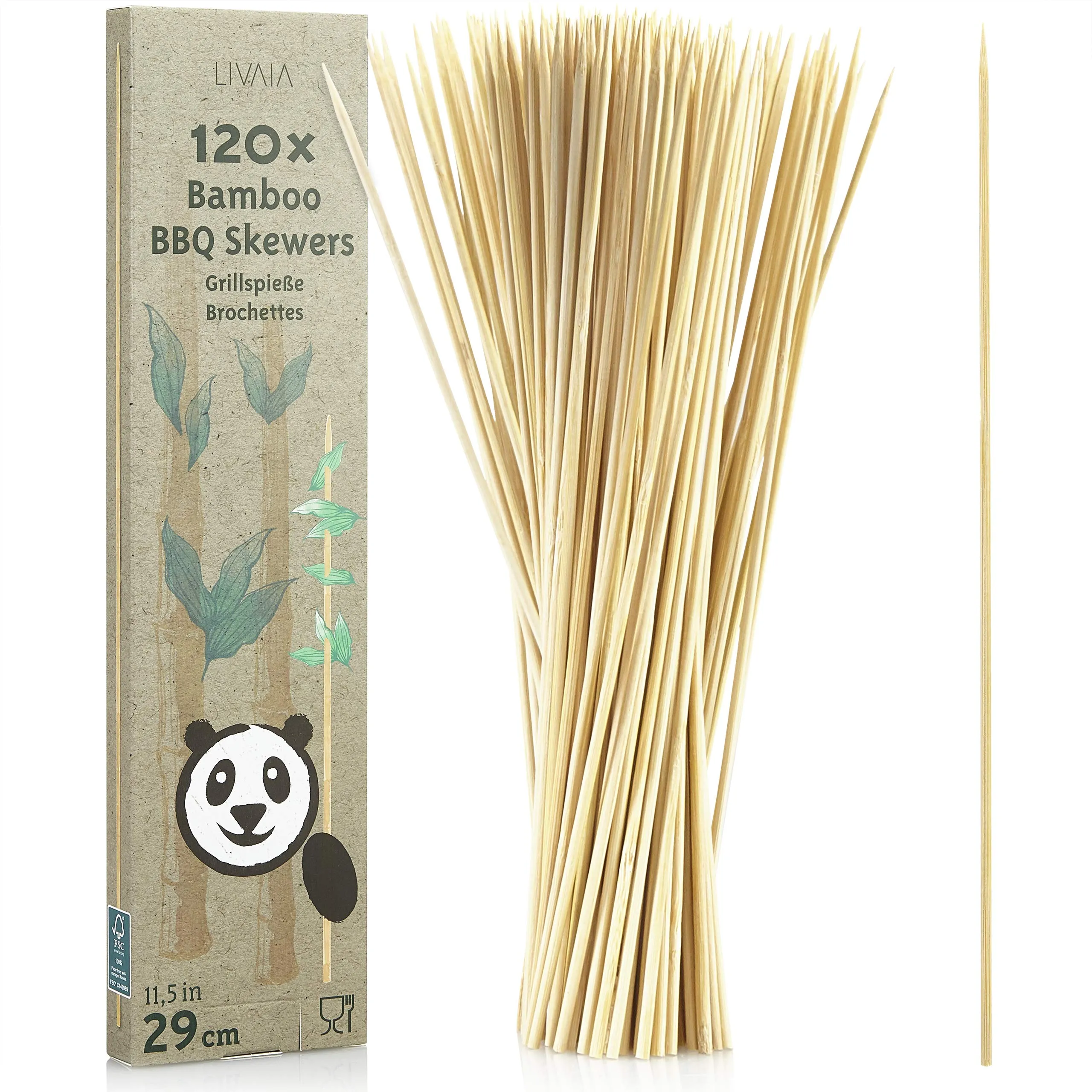 Wooden Bbq Skewers: 120 X Bamboo Barbecue Skewers And Kebab Skewers Wood