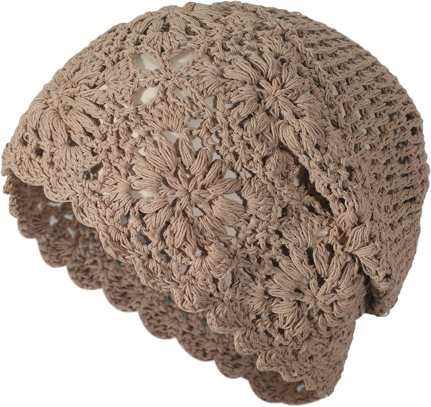ZLYC Women Cotton Crochet Slouchy Beanie Hat Handmade Knit Summer Skull Cap