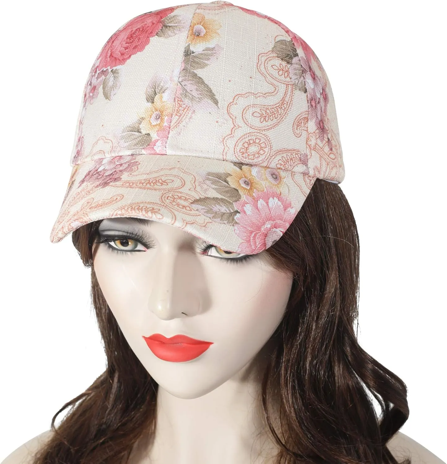 ZLYC Women Fashion Floral Print Baseball Cap Hawaiian Adjustable Snapback Dad Hat