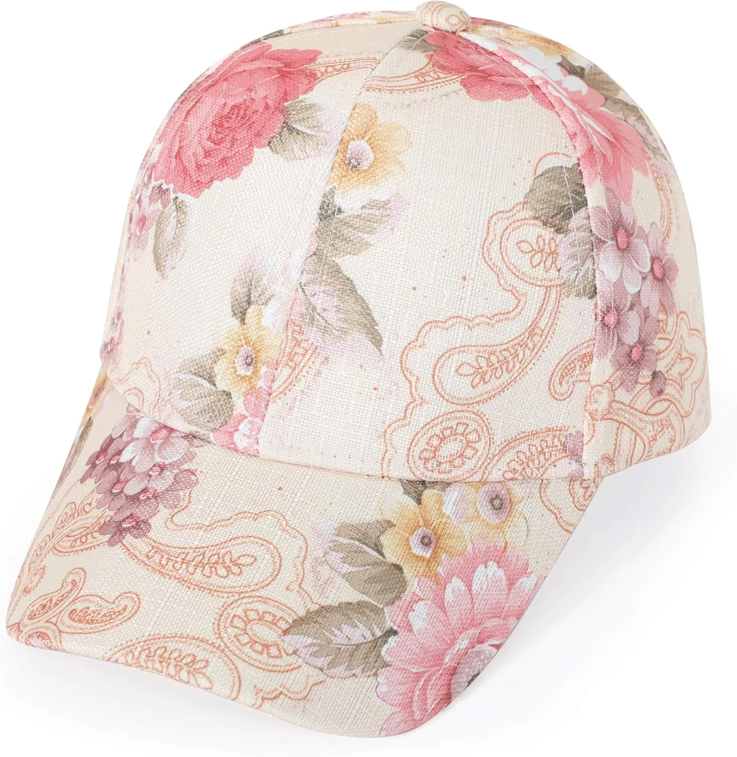 ZLYC Women Fashion Floral Print Baseball Cap Hawaiian Adjustable Snapback Dad Hat